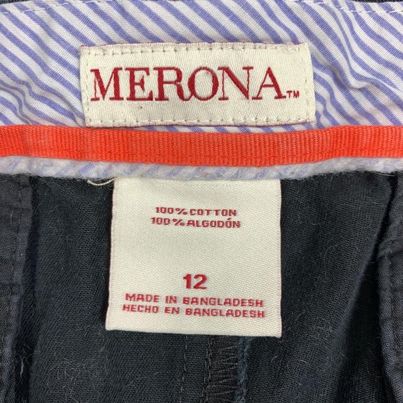Merona 12 Black Shorts 35 x 5 Mini Flat Front - Picture 3 of 3
